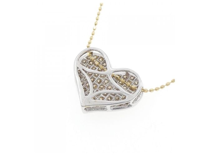 Autre Marque Collana con diamante a forma di cuore in oro bianco Au750 e oro giallo Au750 D'oro - vista 4