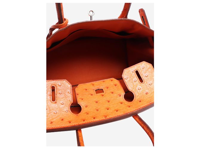 Hermès Borsa Birkin 30 arancione in pelle di struzzo - vista 10