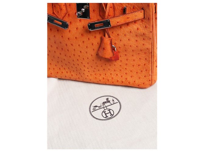 Hermès Borsa Birkin 30 arancione in pelle di struzzo - vista 11