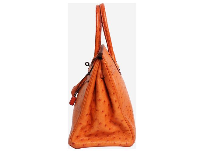 Hermès Borsa Birkin 30 arancione in pelle di struzzo - vista 2