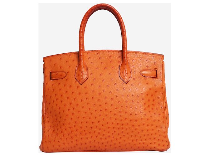 Hermès Borsa Birkin 30 arancione in pelle di struzzo - vista 3