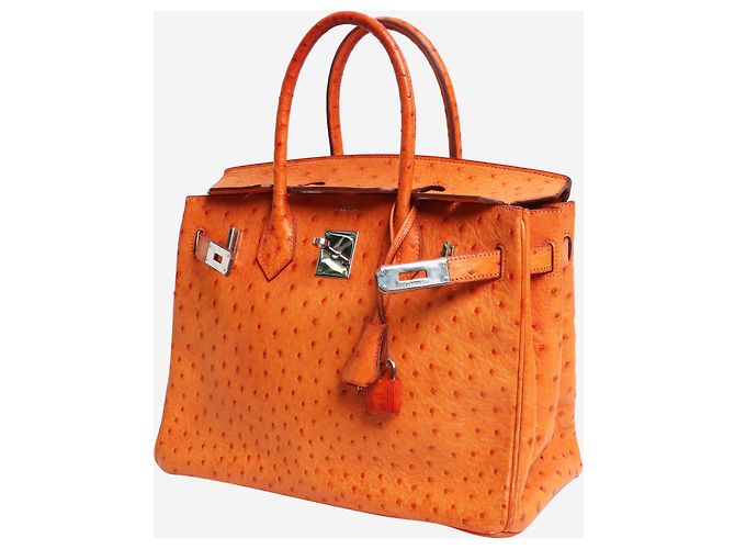 Hermès Borsa Birkin 30 arancione in pelle di struzzo - vista 5