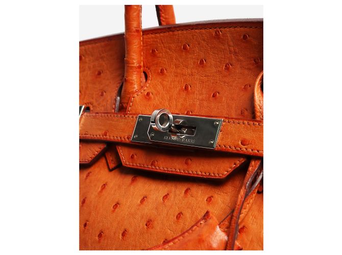 Hermès Borsa Birkin 30 arancione in pelle di struzzo - vista 7