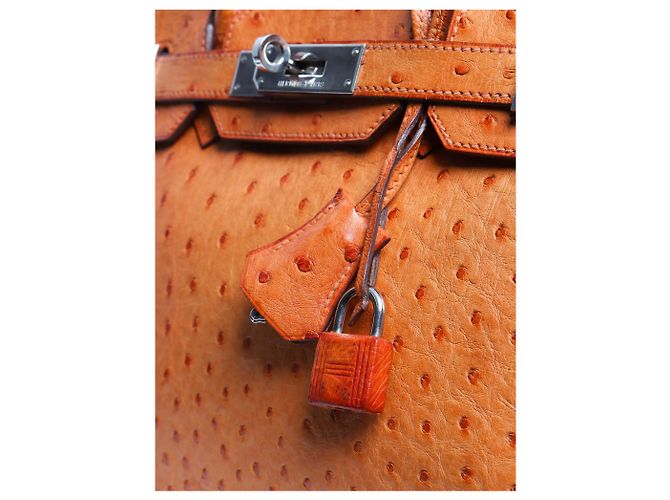 Hermès Borsa Birkin 30 arancione in pelle di struzzo - vista 8