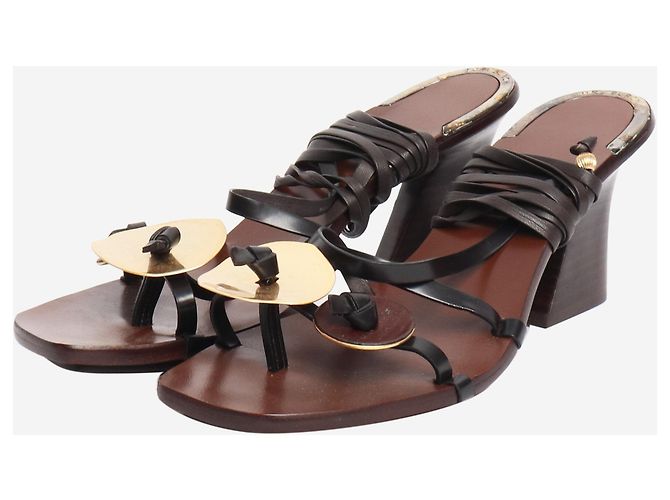 Tory Burch Braune Patos-Absatzsandalen - Größe EU 38.5 - Ansicht 2