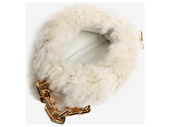 Bottega Veneta Borsa in shearling crema con catena dorata Crudo - vista 6