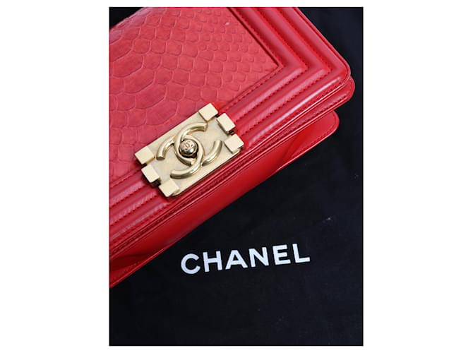 Boy Chanel Bolso de niño en python rojo 2014 Roja - vista 7