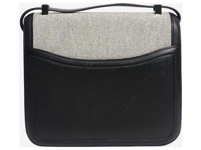 Hermès Constance de lona y cuero negro - vista 3