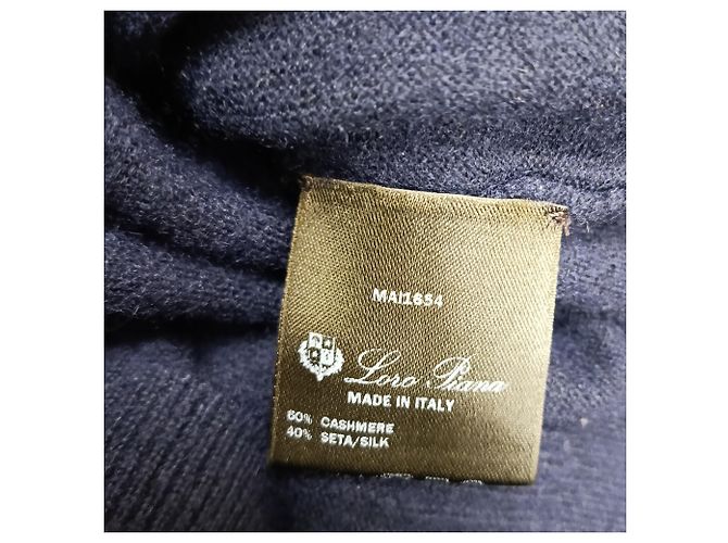 Loro Piana Strickpullover aus marineblauem Kaschmir mit Rundhalsausschnitt - Ansicht 3