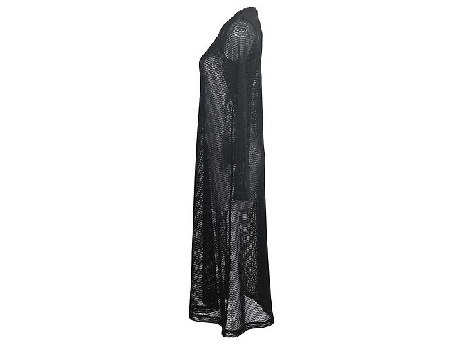 Comme Des Garcons Comme Des Garçons Mesh Langarm-Midi-Kleid aus schwarzem Polyester - Ansicht 2