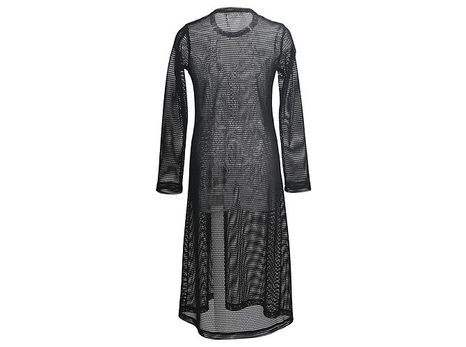Comme Des Garcons Comme Des Garçons Mesh Langarm-Midi-Kleid aus schwarzem Polyester - Ansicht 3