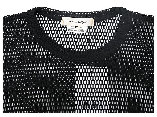 Comme Des Garcons Comme Des Garçons Mesh Langarm-Midi-Kleid aus schwarzem Polyester - Ansicht 5
