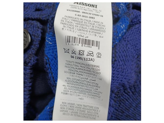 Missoni Intarsia Strickjacke aus blauer Baumwolle mit Knöpfen - Ansicht 4
