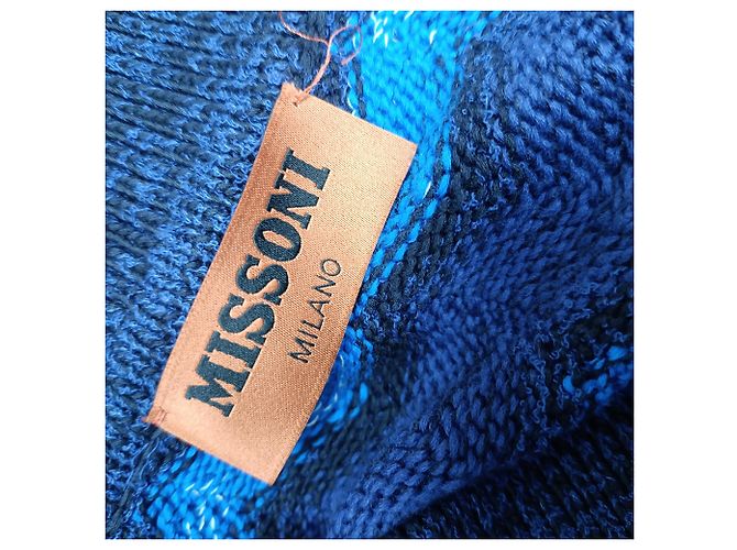 Missoni Intarsia Strickjacke aus blauer Baumwolle mit Knöpfen - Ansicht 5