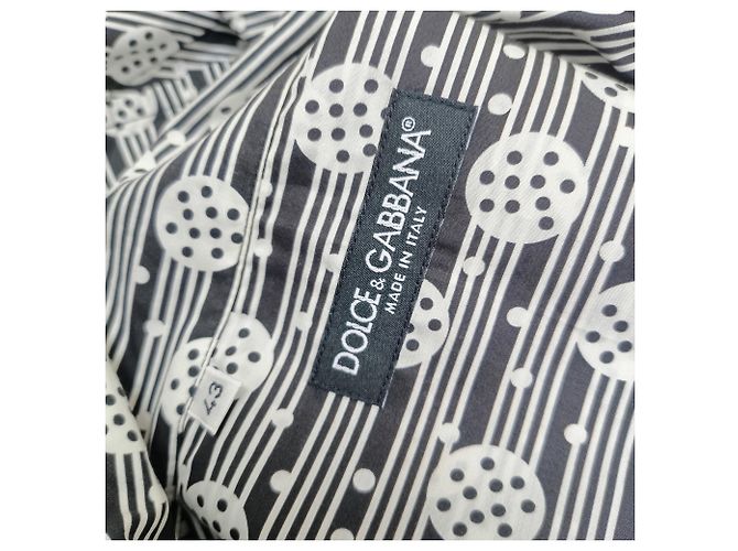 Camicia con stampa geometrica Dolce & Gabbana in cotone nero e bianco - vista 4
