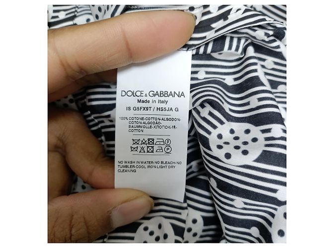 Camicia con stampa geometrica Dolce & Gabbana in cotone nero e bianco - vista 5