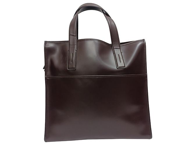 Tod's Slim Script Tote aus braunem Leder Rot - Ansicht 3