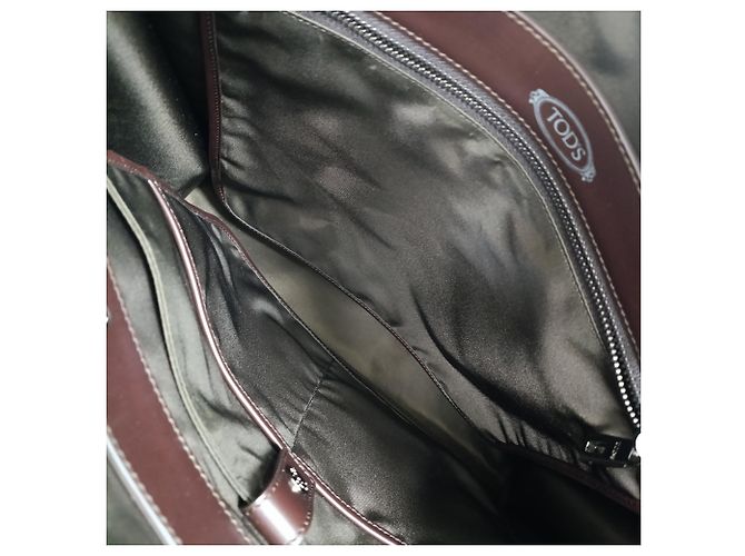 Tod's Slim Script Tote aus braunem Leder Rot - Ansicht 4