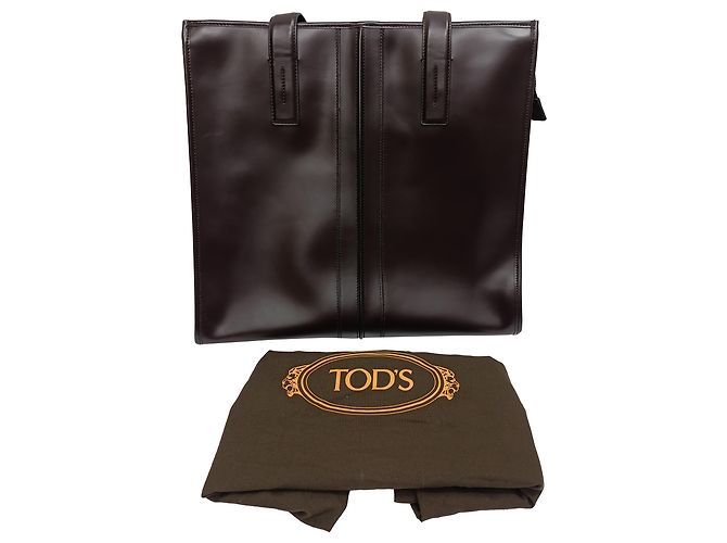 Tod's Slim Script Tote aus braunem Leder Rot - Ansicht 8