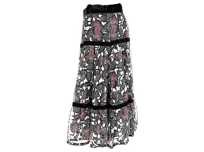 Gonna midi a strati in seta multicolore con stampa floreale di Antonio Marras - vista 2