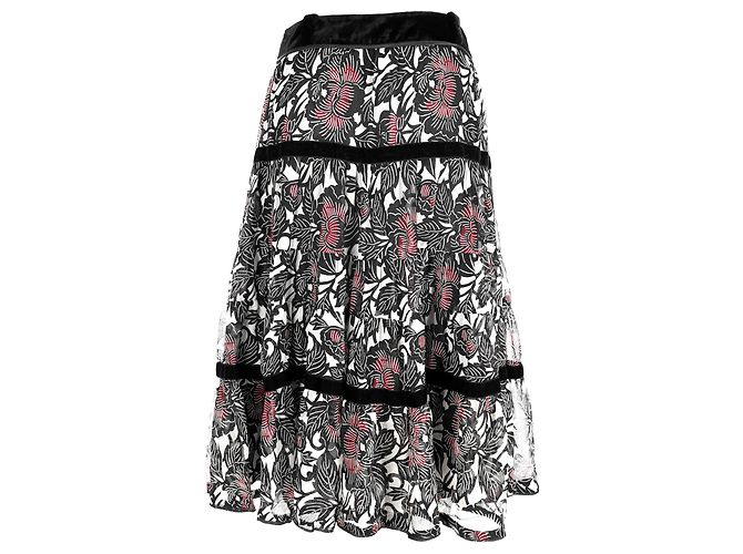 Gonna midi a strati in seta multicolore con stampa floreale di Antonio Marras - vista 3
