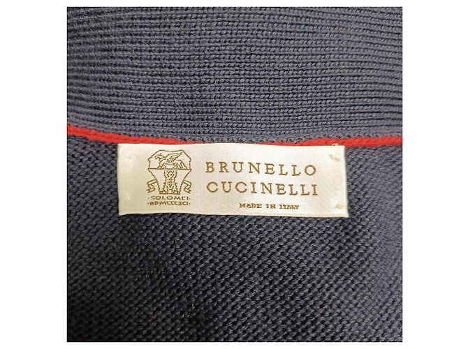 Strickjacke aus navyblauer Baumwolle mit Knöpfen von Brunello Cucinelli Marineblau - Ansicht 3