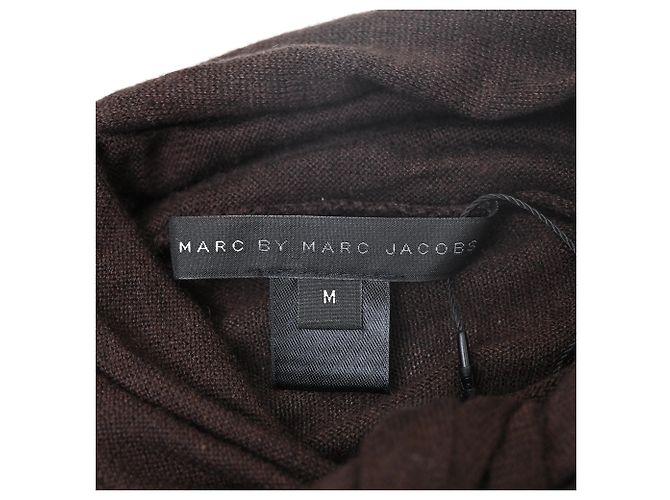 Top de manga larga de seda marrón con bufanda de punto de Marc by Marc Jacobs Castaño Roja - vista 4