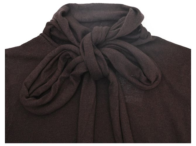 Top de manga larga de seda marrón con bufanda de punto de Marc by Marc Jacobs Castaño Roja - vista 5