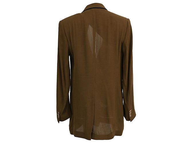 Petar Petrov Double-Breasted Blazer with Pockets in Olive Wool Green Olive green - view 3