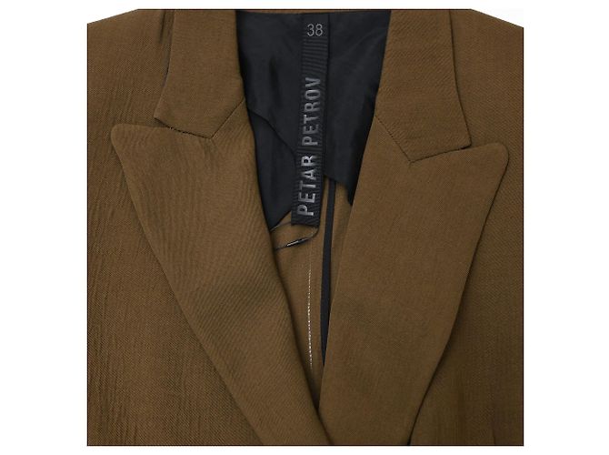Petar Petrov Double-Breasted Blazer with Pockets in Olive Wool Green Olive green - view 5