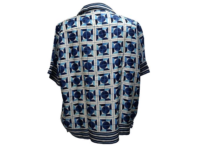 Dolce & Gabbana Majolica-Print Button-Down Shirt in Blue Silk - view 3