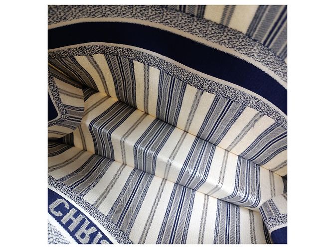 Christian Dior Große Dior Book Tote aus marineblauem Baumwollstoff - Ansicht 3