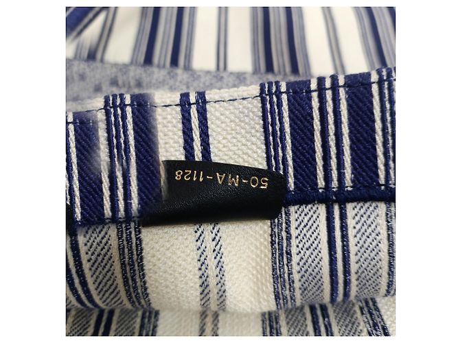 Christian Dior Große Dior Book Tote aus marineblauem Baumwollstoff - Ansicht 7