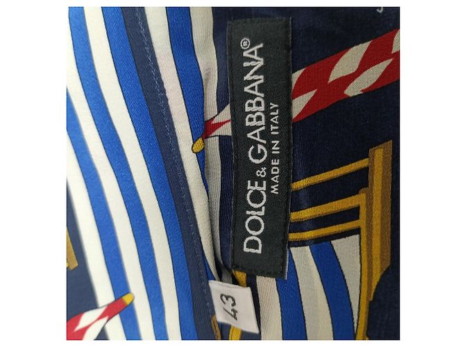 Camicia stampata Dolce & Gabbana in seta multicolore con sedia da spiaggia - vista 4