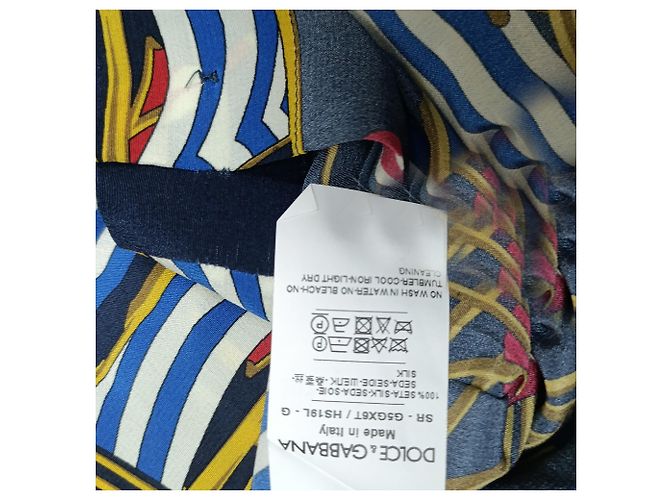 Camicia stampata Dolce & Gabbana in seta multicolore con sedia da spiaggia - vista 5