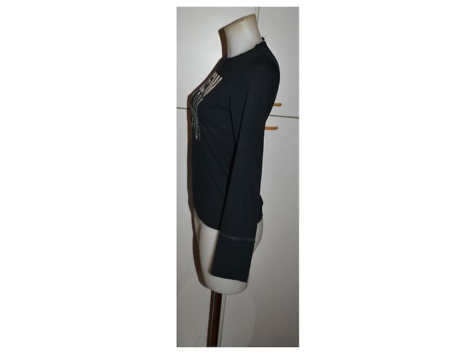 Maglia DKNY in cotone nera multicolore Nero - vista 2