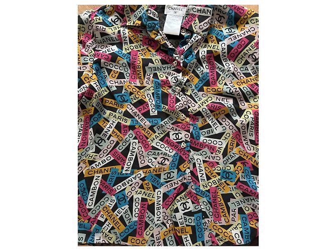 Chanel Seidenbluse mehrfarbig mit kurzen Ärmeln Mehrfarben - Ansicht 3