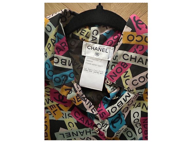 Chanel Seidenbluse mehrfarbig mit kurzen Ärmeln Mehrfarben - Ansicht 8