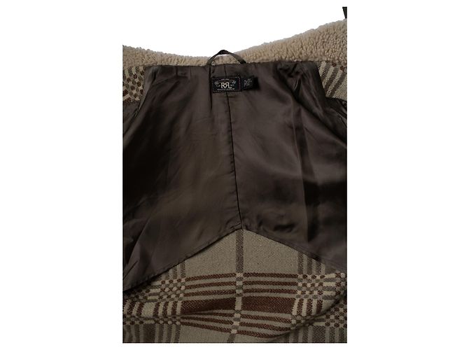 Ralph Lauren RRL, Abrigo de jacquard con cuello de shearling Castaño - vista 9