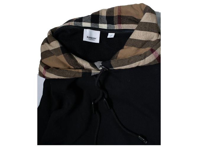 Burberry, sudadera negra con estampado de cuadros Negro - vista 7