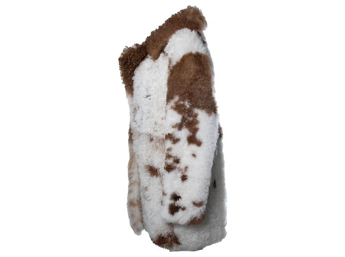 Abrigo de shearling Aurore de Nili Lotan Castaño Blanco - vista 4