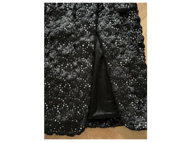 Falda Chanel efecto envolvente de piel negra con CC Negro - vista 5