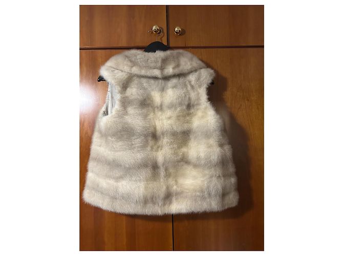 inconnue Nerzweste Beige Aus weiß - Ansicht 3
