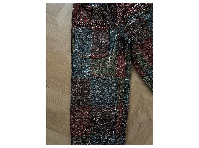 Pantaloni a carota Chanel con paillettes e perle multicolore - vista 3
