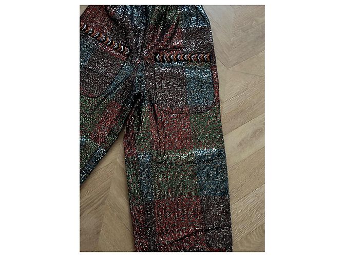 Pantaloni a carota Chanel con paillettes e perle multicolore - vista 4