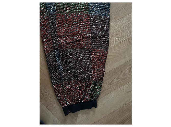 Pantaloni a carota Chanel con paillettes e perle multicolore - vista 5