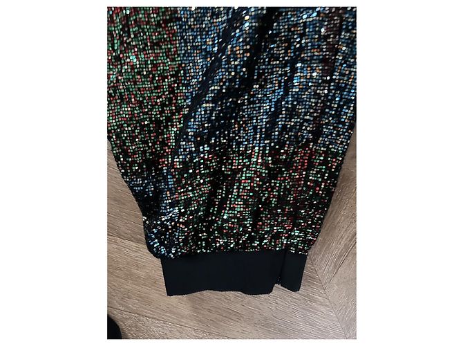 Pantaloni a carota Chanel con paillettes e perle multicolore - vista 6