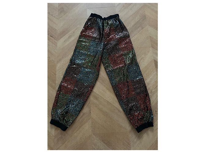 Pantaloni a carota Chanel con paillettes e perle multicolore - vista 8