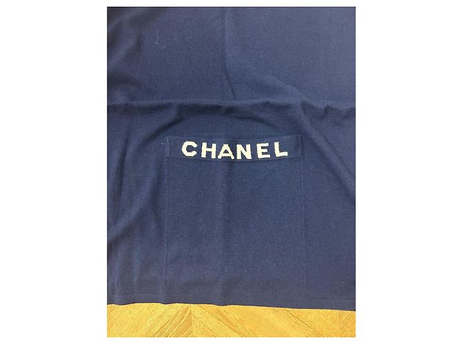 Plaid Chanel en cachemire bleu marine - vue 4