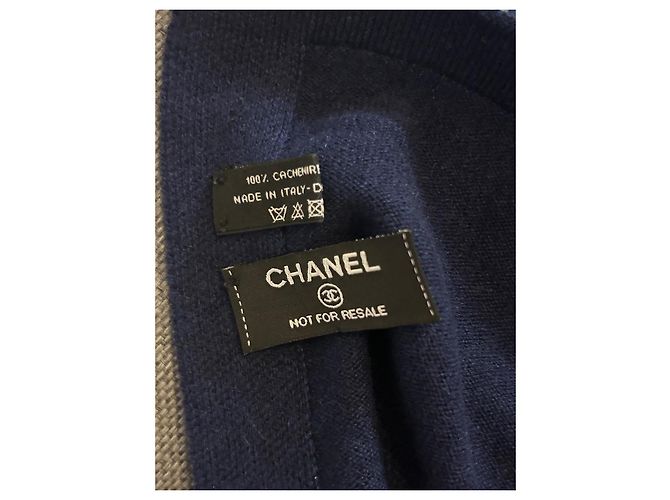 Plaid Chanel en cachemire bleu marine - vue 7